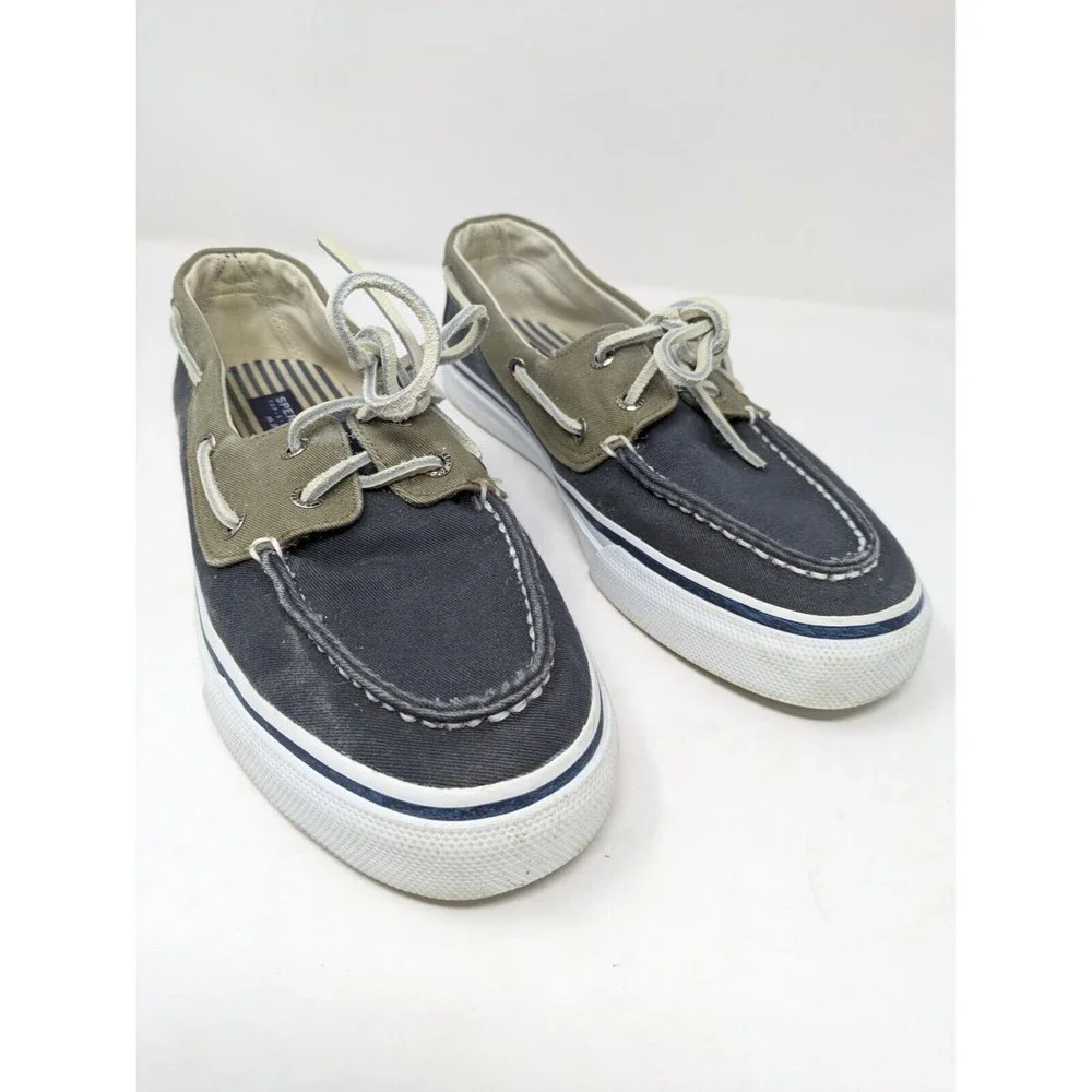 Sperry Top-Sider Bahama Boat Shoe 2 Eye Navy Blue Khaki STS10804 Mens 9M